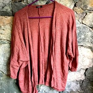 Kalua Ribbed knit Open Front Cardigan sweater  Burgundy size XL